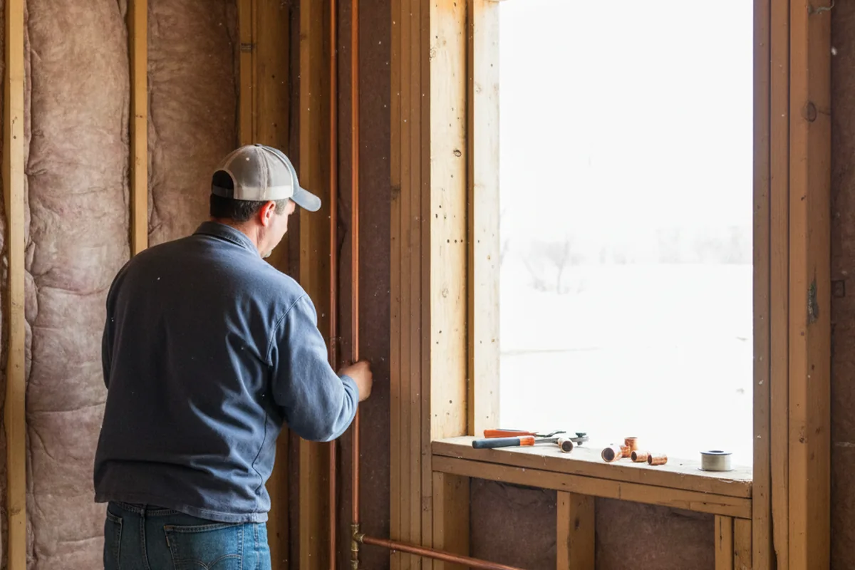 Licensed plumber running new copper supply lines in a Westmoreland home