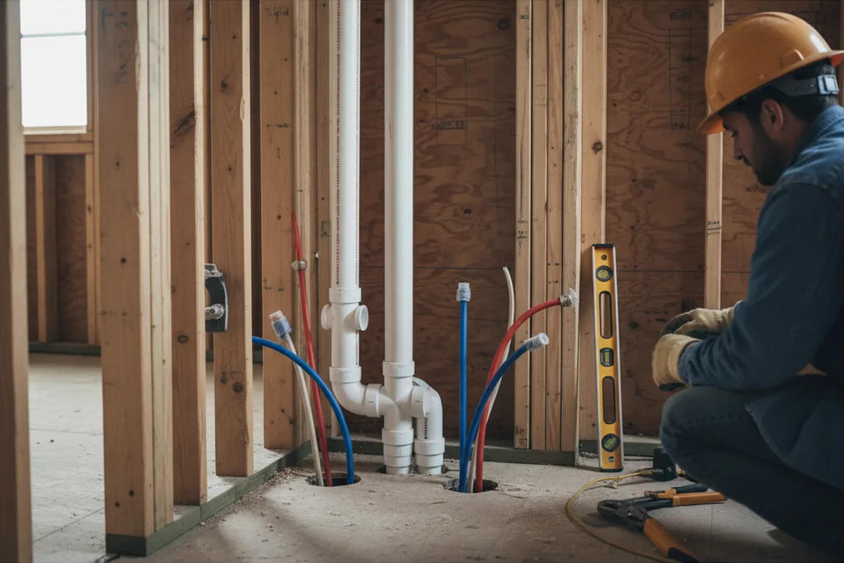 Drain and supply rough-in during Sump Pump Repair in Westmoreland