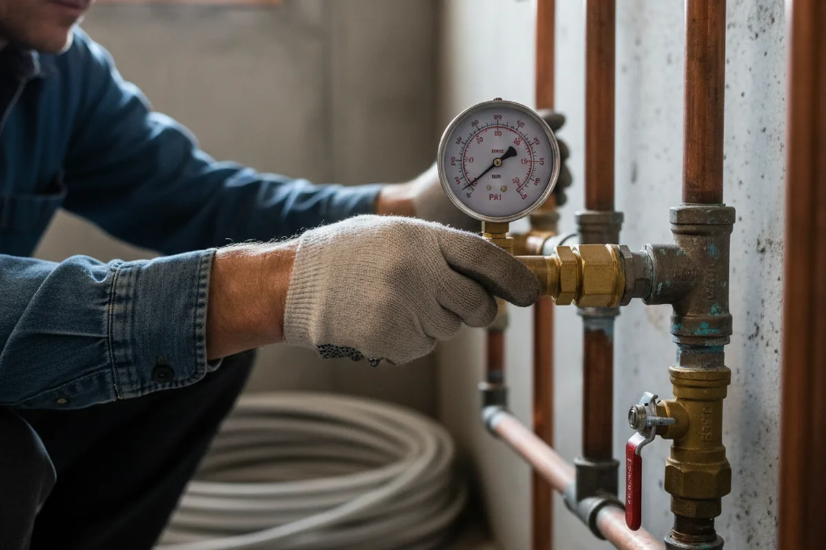 Pressure testing a repaired line during Water Line Repair in Westmoreland